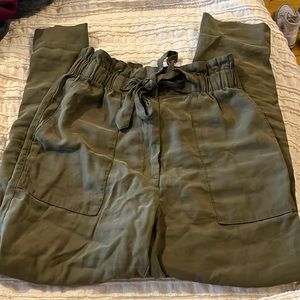 olive green polyester joggers, great condition works a few times
